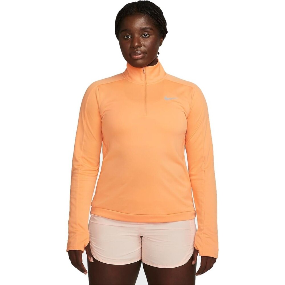 Nike Dri-FIT Pacer Women's Small S 1/4 Zip Pullover Sweatshirt Running Orange LS